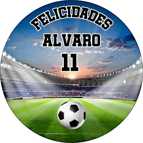 MDA Foto Comestible, OBLEA o Papel de AZÚCAR, FÚTBOL, ELIJA SU EQUIPO HAGA click en Personalizar ahora, Personalizada Foto con Nombre, Edad y Texto, para Tartas y Magladenas de Cumpleaños. Disco 3