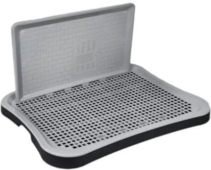 F Fityle Bac à litière d'intérieur pour Chien, Support de Tapis d'urine, urinoir, Treillis, Toilettes Portables pour Chiens de Petite et Moyenne, Gris-Noir