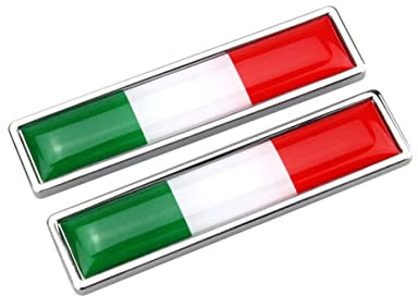 Decalcomania per adesivi per auto bandiera italiana, 2 pcs Emblema per auto tricolore decalcomanie in metallo logo per parafanghi anteriori, paraurti, tronco
