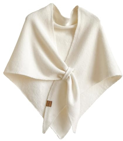 Pashmina Shawl Wraps for Women Knitted Cape Wool Cashmere Top Sweater Triangle Scarf Shawl with Loop Winter Gift (White)