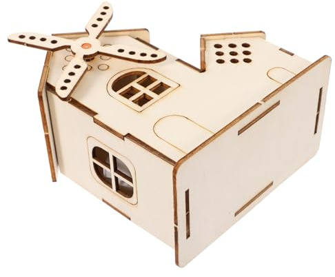 LRXIYODE Diy Solar Windmill Boys and Girls Science Experiment Assembly Kit Educational Wood House Solar Powered Toy for Boy Girl