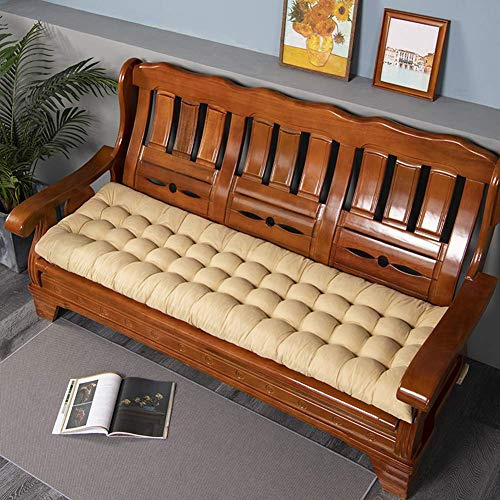Cojín grueso para banco de exterior, suave, rectangular, para jardín, patio, columpio, colchoneta cómoda para bancos y sofás de madera de 2 y 3 plazas