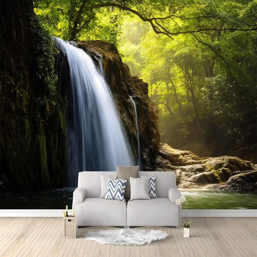 Genérico Fotomurales Decorativos Pared Naturaleza Bosque Cascada, Verde Fotomural Decorativo para el Hogar 400 x 280 cm (An x Al) – Ldeal para Salón Dormitorio Oficina y Pared de TV