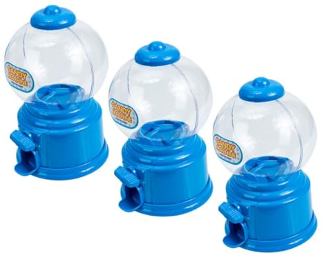 COMPUKAS 3pcs Mini Bubble Gum Dispenser Candy Machine with Coin Bank Multifunctional Vending for Birthday Party Holiday Decorations Compact Portable Blue