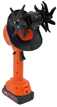 Bodenfräse Elektrische Gartenfräse 21V Elektro-Gartenfräse 550W Schnurlos Handgeführte Mini Hand-Grubberfräse 235RPM 130cm Gesamtlänge mit 4 Klingen und 5 Batterie Stiel für klein Beet & Garten
