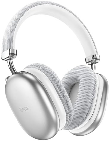 hoco.Wireless Noise Cancelling Headphones, Bluetooth Headphones Over Ear, Wireless Over-Ear Headphones, 90 Hours Playtime & Bluetooth 5.3 Hi-Fi, Lightweight, Fast Charging, Travel/Work/Phone (silver)