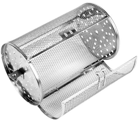 Veemoon Panier à Griller INOX Anti-Rouille 14x23 Cm pour Barbecue, Cage Rotative 360° pour Noix et Fruits Secs, Accessoire Cuisson Extérieur Pratique et Solide, 1 Pièce