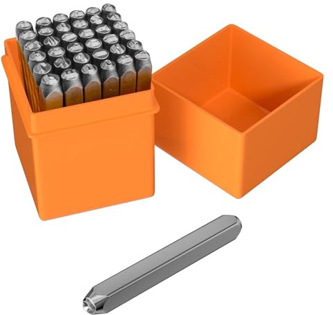 Ravytha 37 Stück Schlagzahlen, Schlagbuchstaben A-Z/Zahlen 0-8/Symbol &/Herz Symbol, Buchstaben Metall, Schlagstempel, Stanzwerkzeug Metall, Schlagzahlen Set für Metall, Kunststoff und Leder(3mm)
