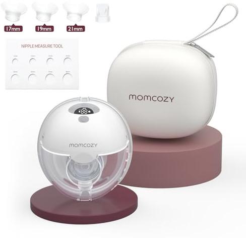 Momcozy M5 Milchpumpe Elektrisch, Milchpumpe Handsfree, Breast Pump Electric mit Doppelt Abgedichteter Flansch, 3 Modi und 9 Stufen, 24 mm(1, Grau)