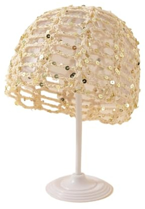 LUYSGBXR Bonnet Crochet Femme Brillant Froid Cool Rue Paillettes Tricot Chapeau Printemps été Paillettes tricoté Sac tête Bonnet(Beige)
