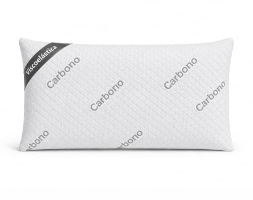 ACCRUX-Almohada Viscoelástica de Carbono núcleo 100% Viscoelástico (135cm) | Almohada de Carbono con Funda Stretch Extraíble. Antialérgica, Transpirable, Suave, Ergonómica y Máximo Confort