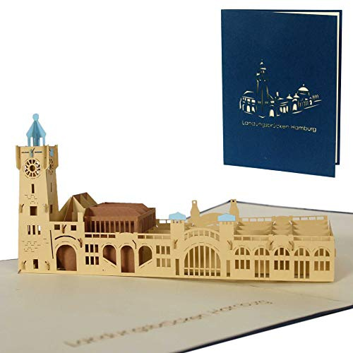 Grußkarte Hamburger Landungsbrücken, Reisegutschein, Hafen, Geburtstag, Souvenir A40