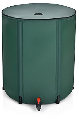 COSTWAY Barril de Lluvia Plegable de 200L Tanque de Agua de Lluvia de PVC con Grifo y Válvula de Drenaje para Jardín (200 L)