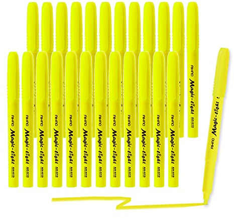 AIHAO Yellow Highlighters Markers, Chisel Tip Highlighter Pens, Pocket-Style, Fluorescent Yellow, 24 Pack