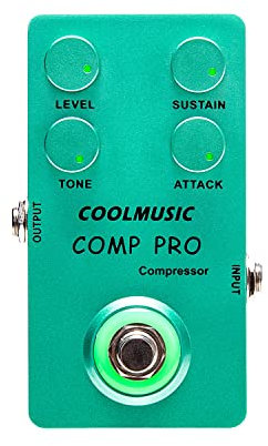COOLMUSIC C-CS01 Compressor Pedal, Comp Guitar Pedal Compression Effect Electric Guitar and Bass True Bypass