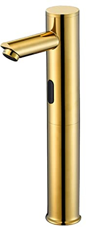 Infrarot Wasserhahn Bad Wasserhahn für Waschbecken Bad Waschbeckenarmatur Waschtischarmatur Sensor Batteriebetrieben,Gold-Waschtischarmatur Hoch,Kaltwasserhahn