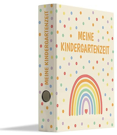 Friendly Fox Regenbogen Sammelordner Kinder, Erinnerungen Kindergarten, Meine Kindergartenzeit DIN A4 Ordner für 350 Blatt, Rückenbreite 5,6 cm