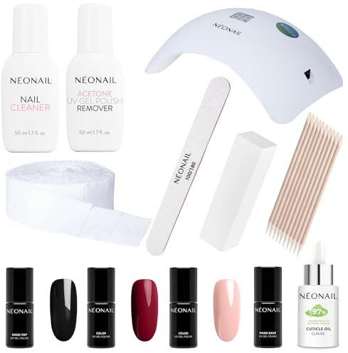 NEONAIL Starter Set mit LED Lampe 4x Nagellack 7,2 ml - LED UV Lampe - UV Nagellack - Shellac - Maniküre Set - Shellac Set Starterset mit Lampe - Sets - Nagellack Set - Farben - Manicure - Nagelset
