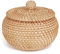 BOFRHME Panier Rond en Rotin avec Couvercle, Panier de Collations Aux Fruits pour Étagère de Table