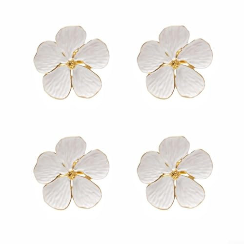 HEBEOT Blumen-Serviettenringe, 4 Stück, Blumen-Serviettenhalter für Zuhause, Büro, Hotels, Restaurants, Bars, Cafés (weiß)