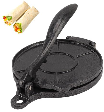 Prensa de tortilla, Tortilla Maker, Prensa de tortilla de aluminio, Prensa de tortilla de harina, Prensa Rotis, Prensa para quesadilla, Taco Maker (20 cm Negro)
