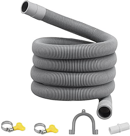 Qusedwey Drain Hose Extension Set Universal Washing Machine Hose 2M, Include Bracket Hose Connector and Hose Clamps Drain Hoses