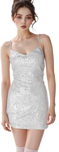 XDGBGFN Pailletten Glitzer Minikleid Neckholder Kurzer Kleid Minikleid Sexy Pencil Kleider für Maskerade Geburtstagsfeier