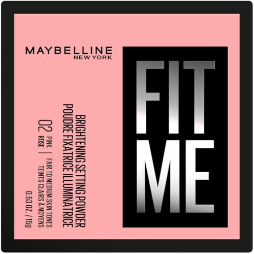 Maybelline New York, Polvos Fijadores, Para Pieles Normales a Grasas, Efecto Mate 16H, Acabado Luminoso, Fit Me, Tono: 02 Brightening Pink