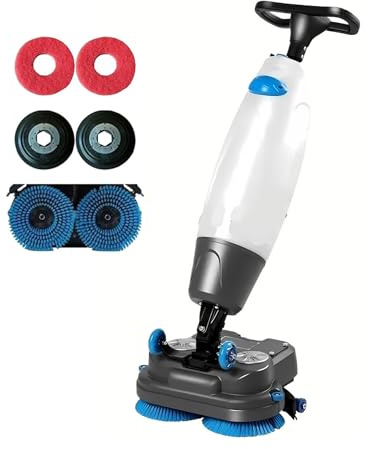 Lissontine Autolaveuse Professionnelle 45,7 Cm, Doubles Brosses Rotatives, Tête Rotative 360°, Bac à Eau Double, Capacité De Nettoyage élevée pour Bureaux Et écoles White