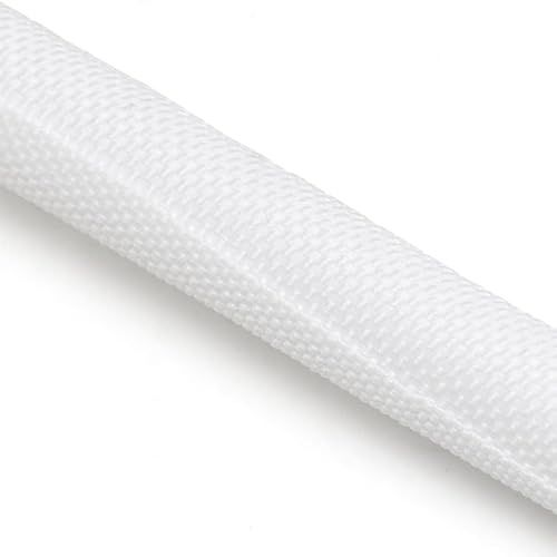 Cable Tidy Sleeve Reusable 1/2/5m Self Closing PET Expandable Braided Sleeve Insulated Wrap Close Sleeved Cable Protecter Self-Closed Organiser(WHITE,3.0MM_5 METERS)