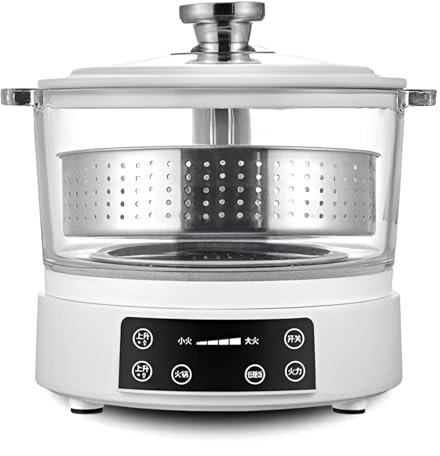 Cuociriso A Basso Contenuto Di Carboidrati Da 3 Litri, Vaporiera Intelligente A Basso Contenuto Di Zuccheri Con Cestello Sollevabile, Pentola Interna In Acciaio Inossidabile E Display Digitale white