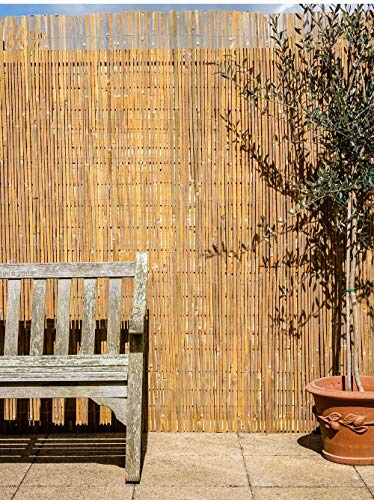 Papillon Bamboo Slat Natural Garden Fence Screening Roll Privacy Wind/Sun Protection 4m x 1.8m (13ft 1in x 6ft)
