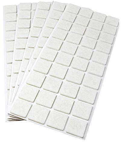 Adsamm® / 200 x feltrini autoadesivi/Bianco / 25x25 mm/Quadrato/piedini per mobili in feltro da 3.5 mm di spessore/pad protettivi per arredi