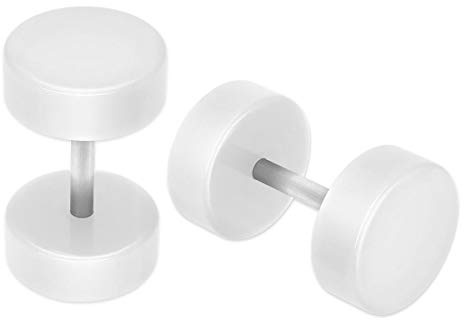 Soul-Cats 1 paire Fake Plugs boucles d'oreille blanc, Taille: 8 mm, couleur: blanc