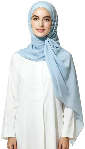 Lina & Lily Bubble Crepe Chiffon Damen Muslim Hijab Kopftuch Schal Turban, Stoff Leicht Undurchsichtig