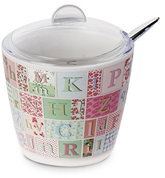 Omada Design Zuccheriera o porta zucchero, da 25 cl, in plastica infrangibile con decoro indelebile, Linea Plexart (Sweet Home)