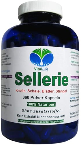 SELLERIE 360 Kapseln Wurzel Schale Blätter Stängel nach Hildegard von Bingen. 100% NATUR pur. OHNE ZUSATZSTOFFE. 26320-360