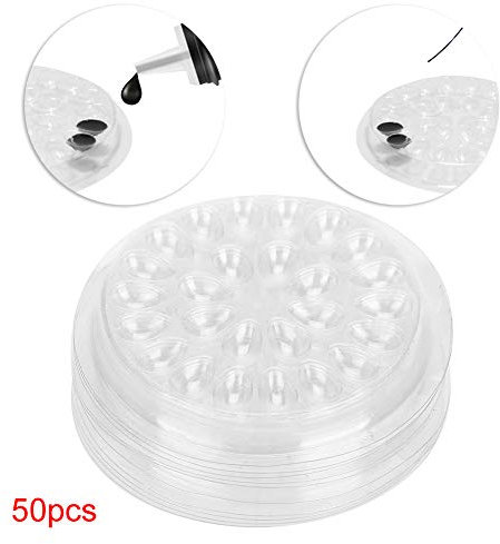 50pcs/set Soporte de pegamento de pestañas postizas, Soporte de paleta de pestañas de extensión de pestañas, Pegamento de plástico Forma de flor Pegamento Pad para extensión de pes