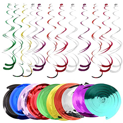 Decorazioni a Spirale Multicolore, DBAILY 60pcs Ornamenti Spirali Pendenti Spirale Stelle Filanti a Spirale per Matrimoni Feste Compleanno Natale Forniture