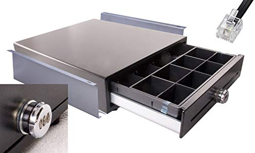 iQCash Kassenschublade iQCash330ZS-Un mit Zahlenschloss und Untertischhalterung, RJ11/RJ12 330x345x100 mm, Geldlade Geldschublade Kassenlade