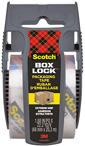 Scotch Nastro da imballo Box Lock - 1 Rotolo con dispenser, 48 mm x 20,3 m - Nastro Adesivo per Chiudere Scatole, Cartoni e Pacchi