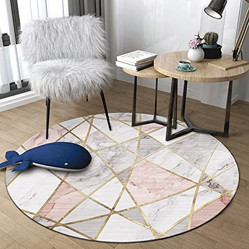 DRSFF Bereich Teppiche Runder Teppich für Wohnzimmer Schlafzimmer Nacht Geometrie Muster Teppich 80 cm 100 cm 120 cm 140cm 160cm 180 cm 200cm Rosa grau (Size : Durchmesser 120cm)