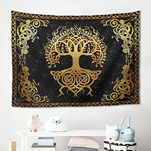Gamoii Wikinger Yggdrasil Baum des Lebens Wandbehänge Wandteppich Tapestry Picknick Decke Strandtücher Yogamatte Behaglichkeit Kinderzimmer Sofabezug White 230x150cm