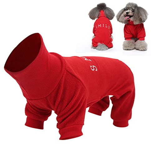 Atyhao Warme Hundebekleidung, Rollkragen-Plüsch-Hundebekleidung Winter-Outfits Haustier-Overalls für Welpen Kleine Mittlere Hunde