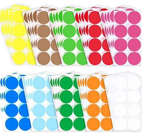 Aster 400 Stück Bunte Punke Aufkleber, 5 cm Selbstklebende Farbige Punkten 10 Farben Farbkodierung Etiketten, Runde Punktaufkleber für Klassenzimmer Büro Zuhause Codierung Organisation