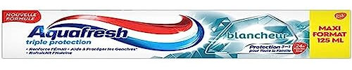 Aquafresh Dentifrice Triple Protection Blancheur, Gencives Saines, Pour Des Dents Fortes et Une Haleine Fraiche, Maxi Format 125ml