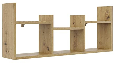 KUBUTKU Dekorativ Wandregal mit 6 Böden 97x40x18 Design Skandinavischer Modern für Wohnzimmer Küche Büro Schlafzimmer Badezimmer Hängeregal Bücherregal (Artisan Eiche)