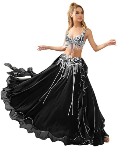 ROYAL SMEELA Bauchtanz kostüm Damen Set Karnevals kostüm Bauchtanz BH gürtel Rock Anzug Bauchtanz-Kleidung Profi Bauchtanz-Set Bauchtänzerin Kostüme Bauch tanzen Kostum Bauchtanz-Outfits für Frauen
