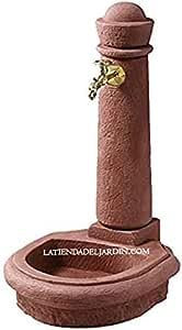Fuente de Jardin Decorativa Imitación Piedra Rojiza Natural 100x54x54 cm | Fuente de Agua para Decoración Exterior | Fuentes para Jardines