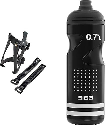 SKS GERMANY ANYWHERE TOPCAGE Flaschenhalter, Fahrradzubehör & SIGG - Weiche Fahrrad Trinkflasche - Pulsar Schwarz - Quetschbar
